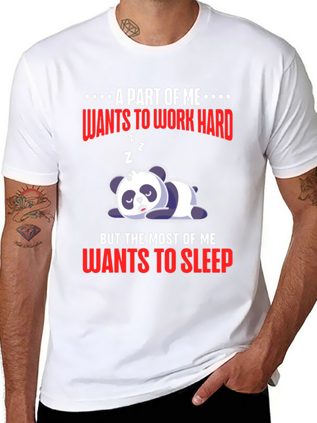 Lazy Panda T-Shirt: Work Hard or Sleep?