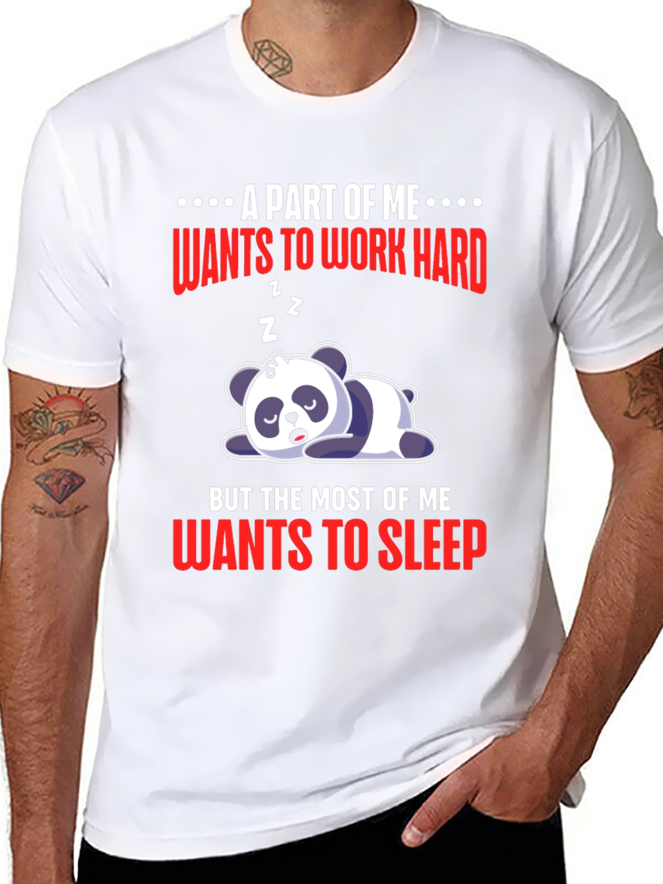 Lazy Panda T-Shirt: Work Hard or Sleep?