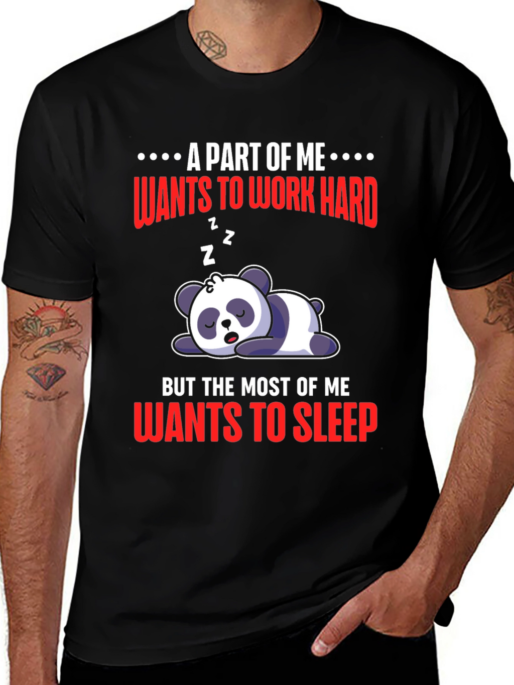 Lazy Panda T-Shirt: Work Hard or Sleep?