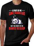 Lazy Panda T-Shirt: Work Hard or Sleep?