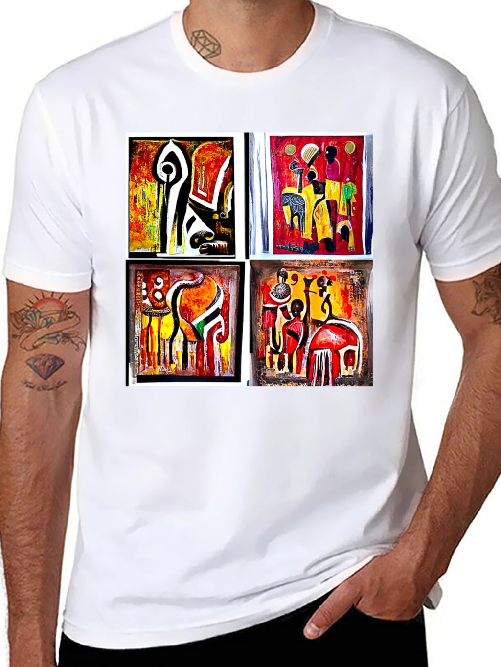 Abstract Art Collage Black Tee