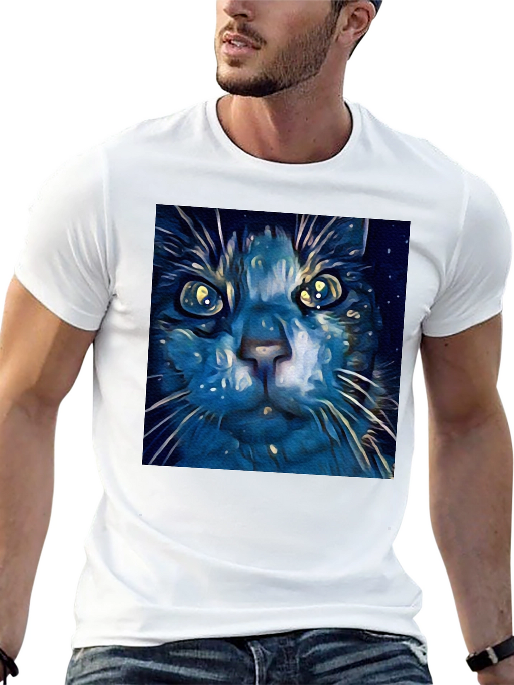 Blue Cat Art T-Shirt