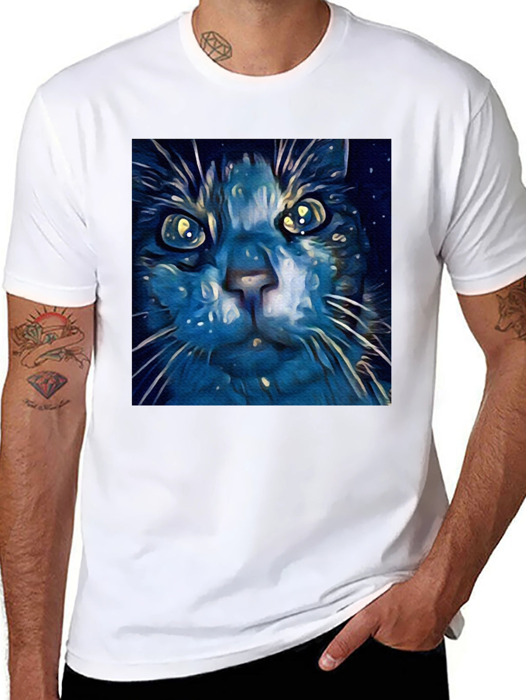 Blue Cat Art T-Shirt