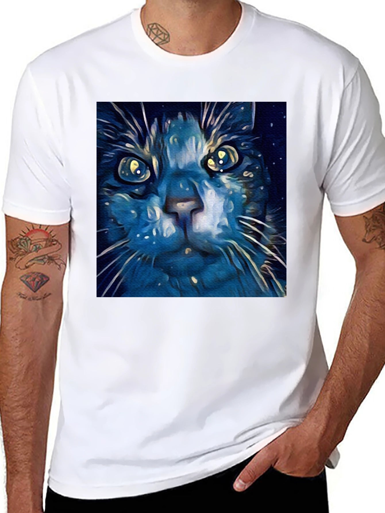 Blue Cat Art T-Shirt