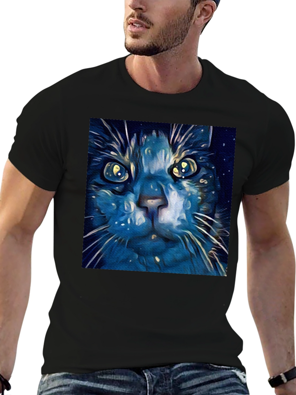 Blue Cat Art T-Shirt