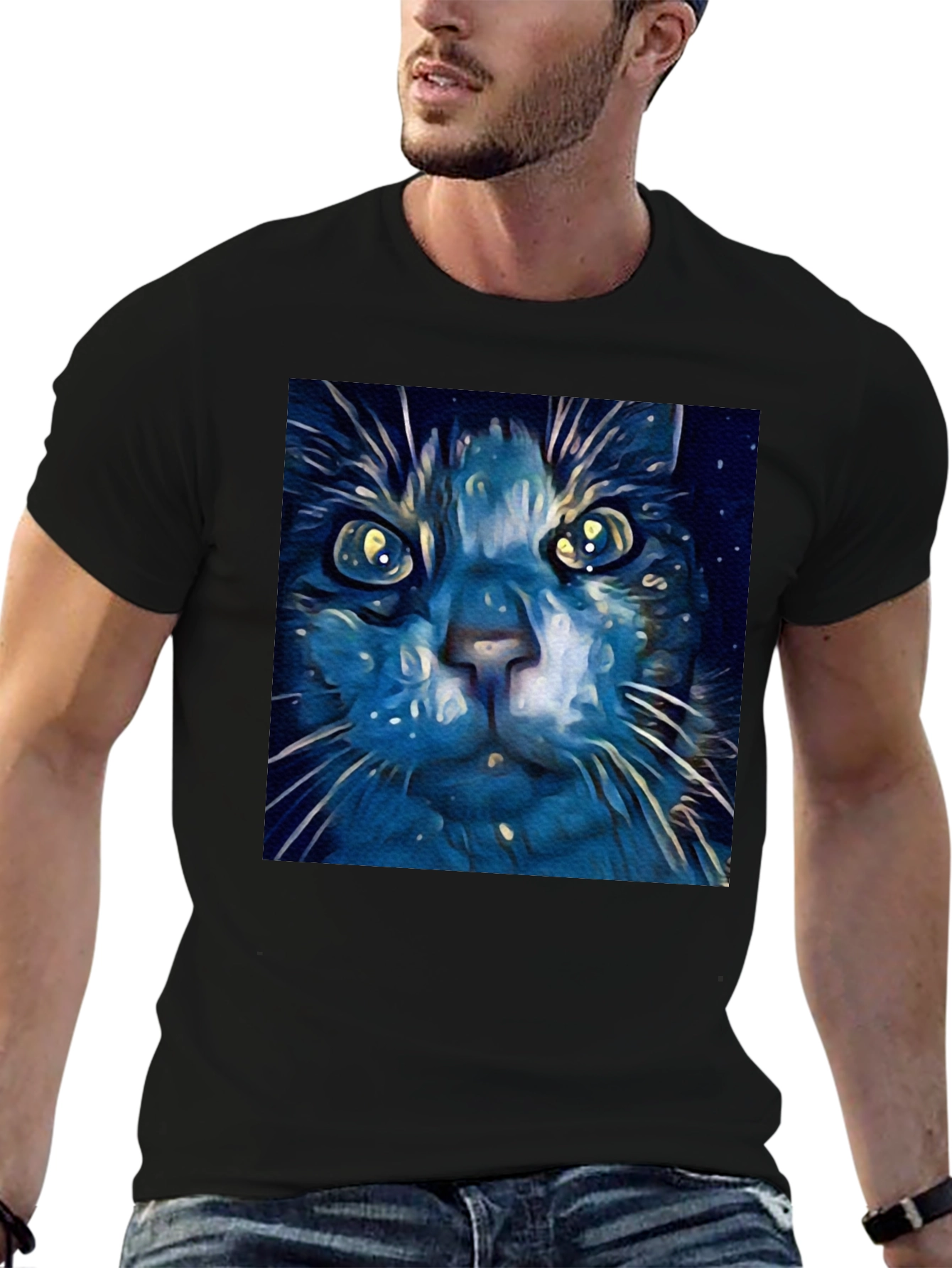 Blue Cat Art T-Shirt