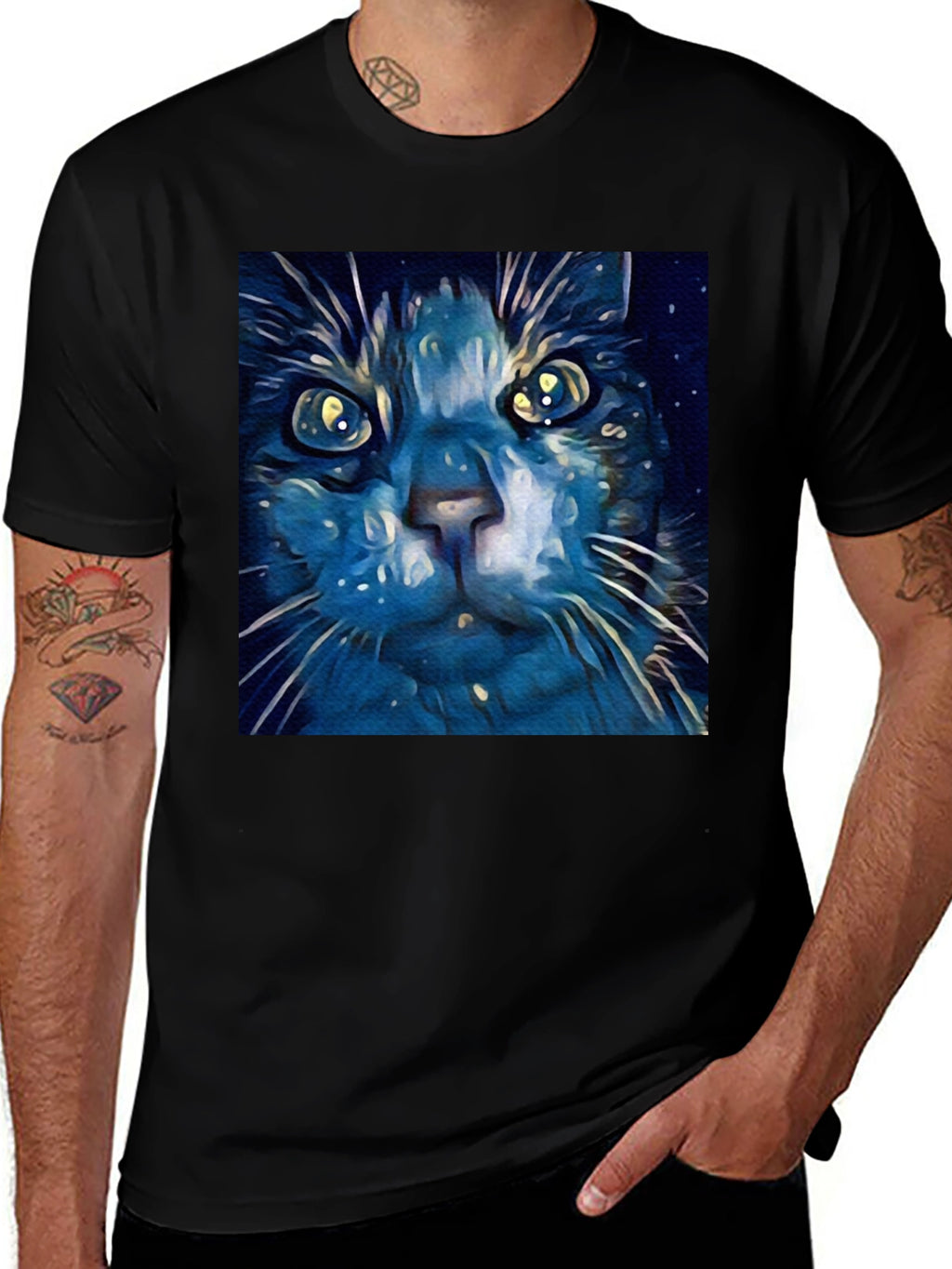 Blue Cat Art T-Shirt