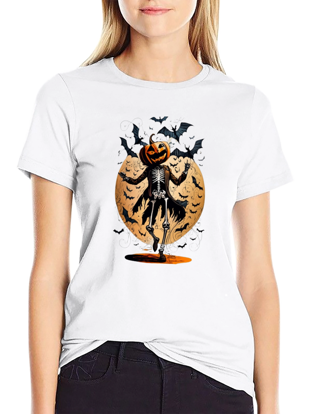 Halloween Pumpkin Skeleton T-Shirt