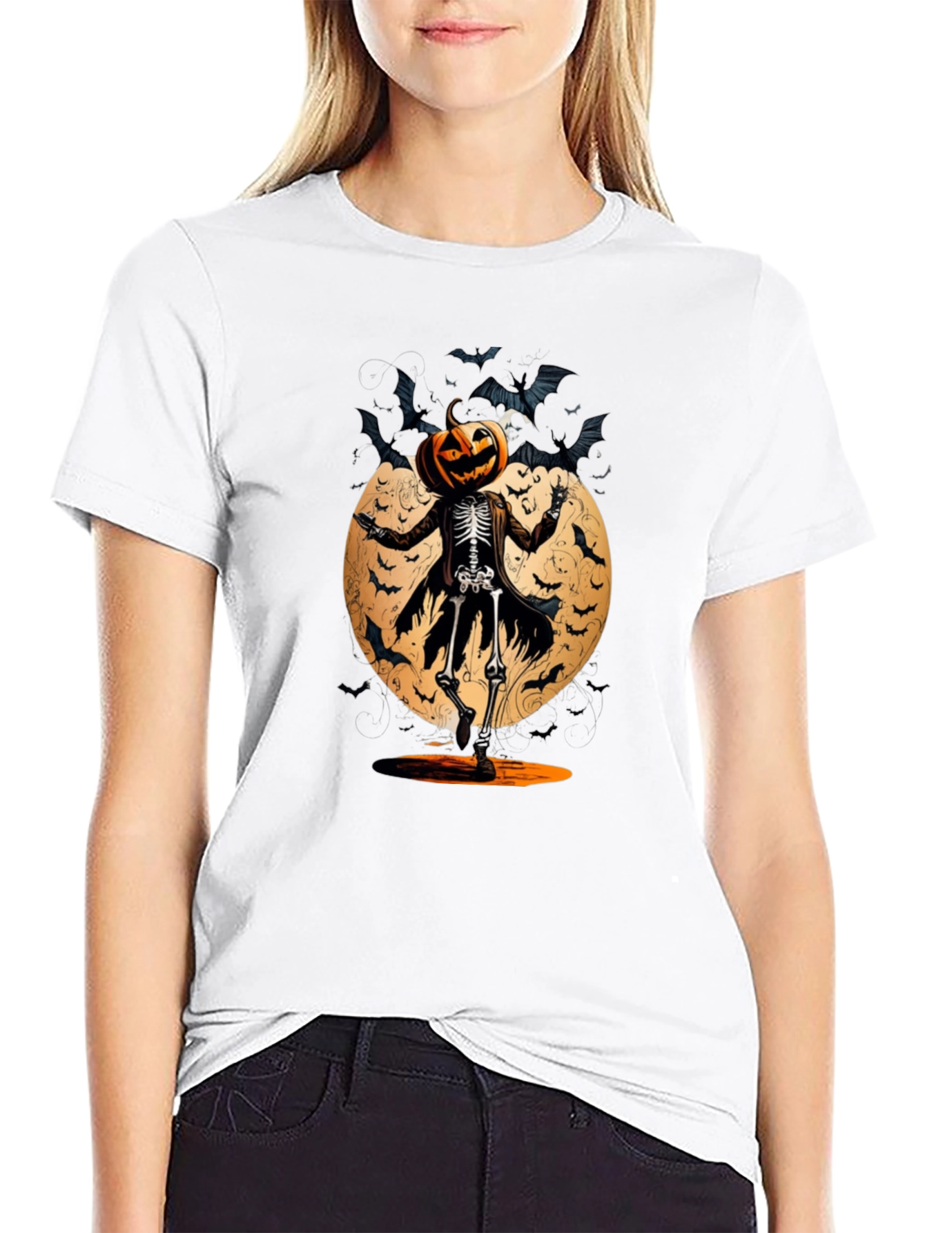 Halloween Pumpkin Skeleton T-Shirt