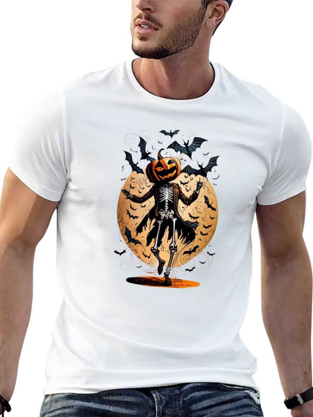 Halloween Pumpkin Skeleton T-Shirt