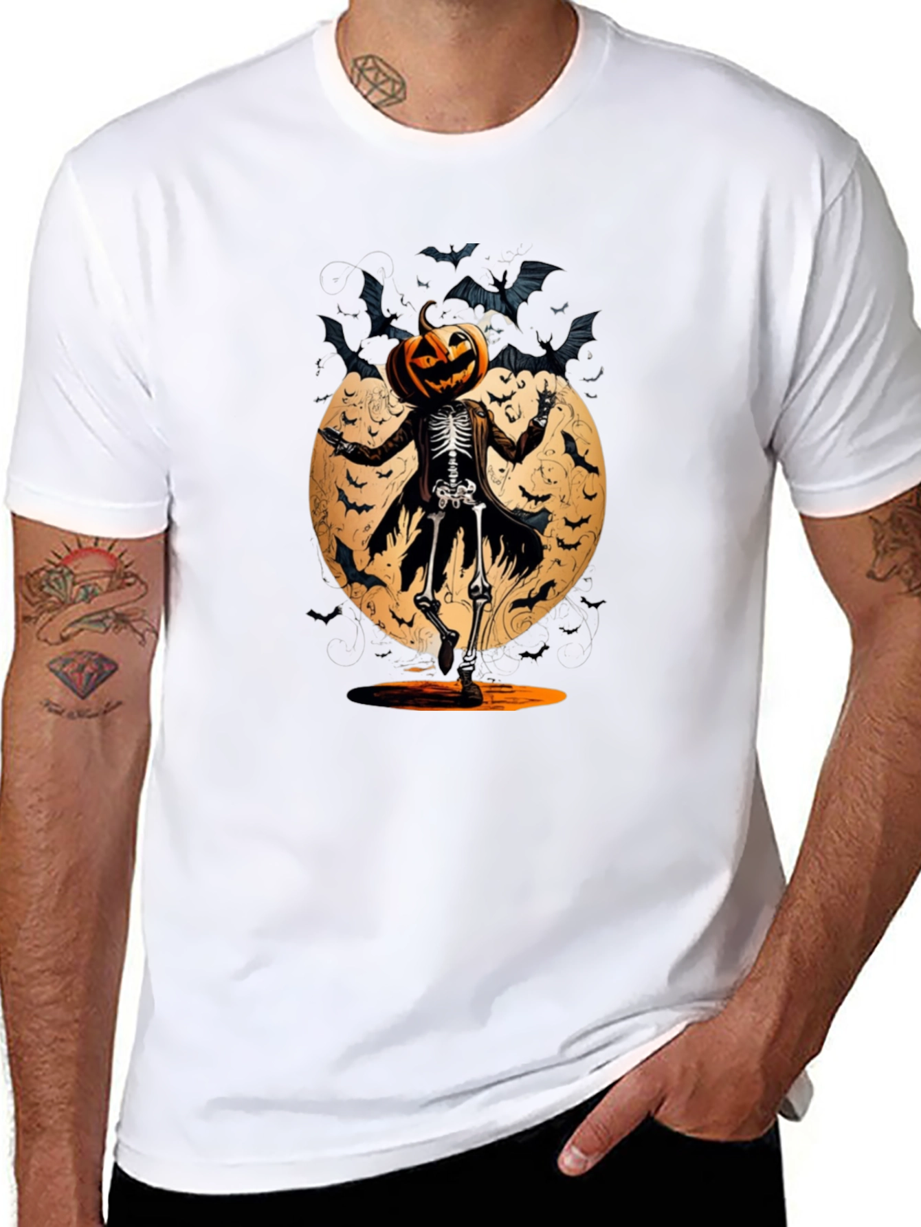 Halloween Pumpkin Skeleton T-Shirt