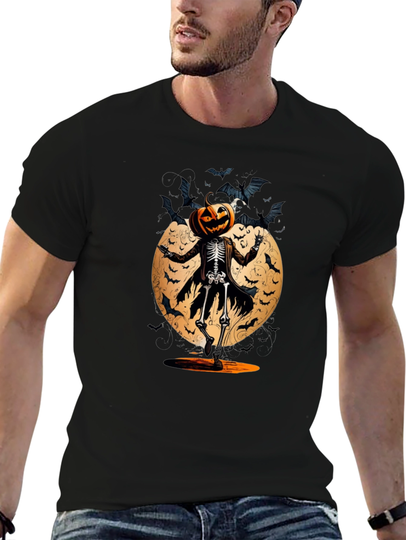 Halloween Pumpkin Skeleton T-Shirt