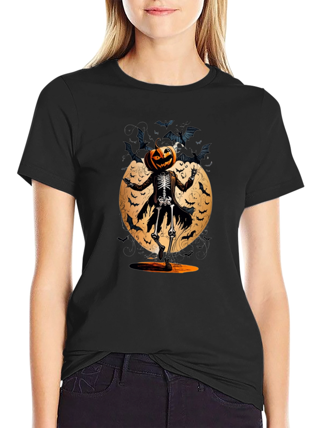 Halloween Pumpkin Skeleton T-Shirt