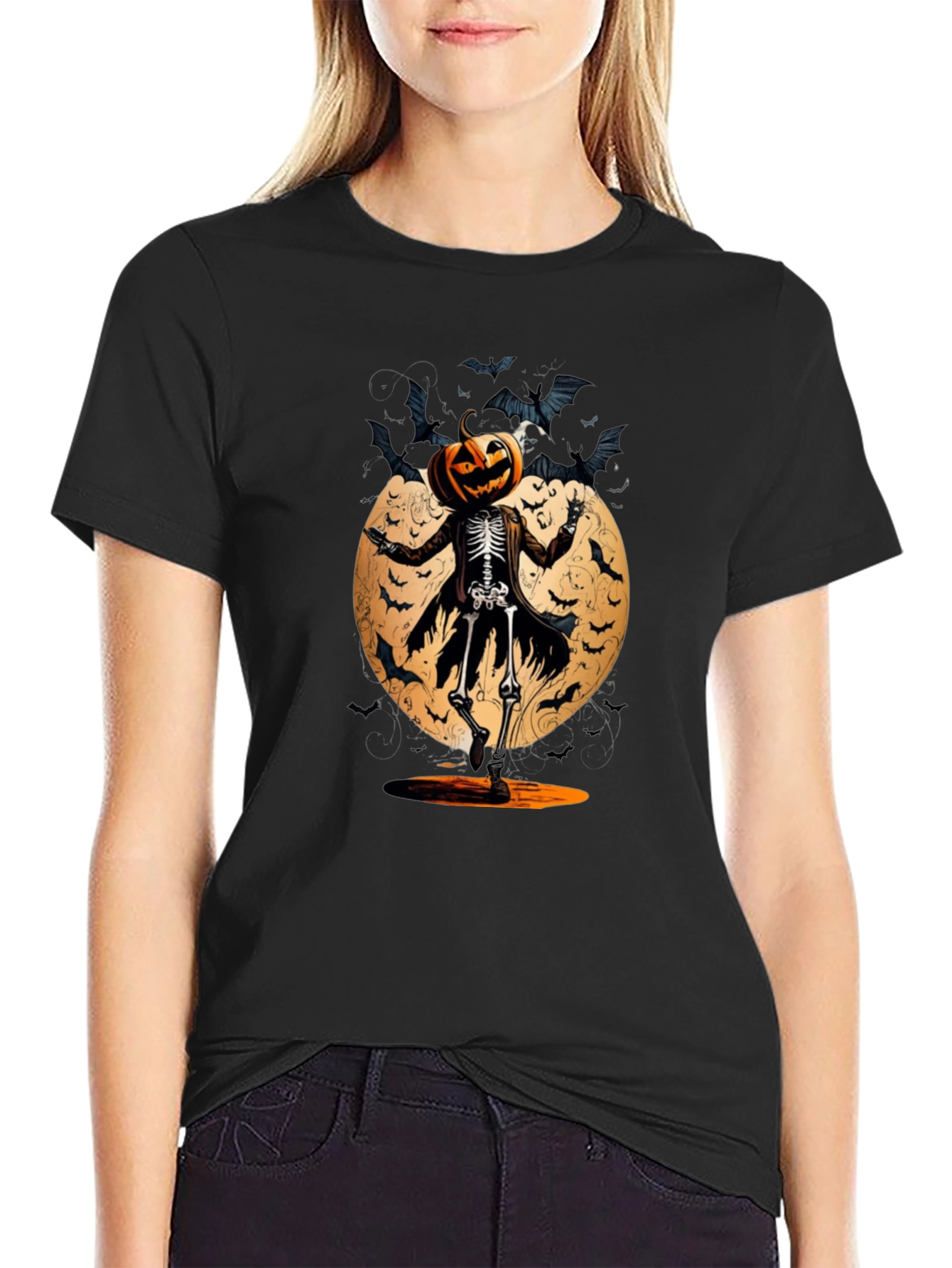 Halloween Pumpkin Skeleton T-Shirt