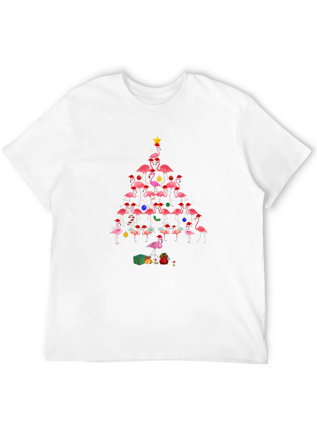 Flamingo Christmas Tree Graphic T-Shirt