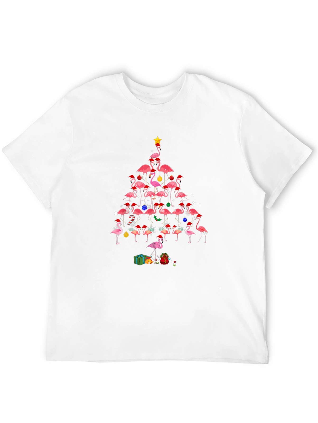 Flamingo Christmas Tree Graphic T-Shirt