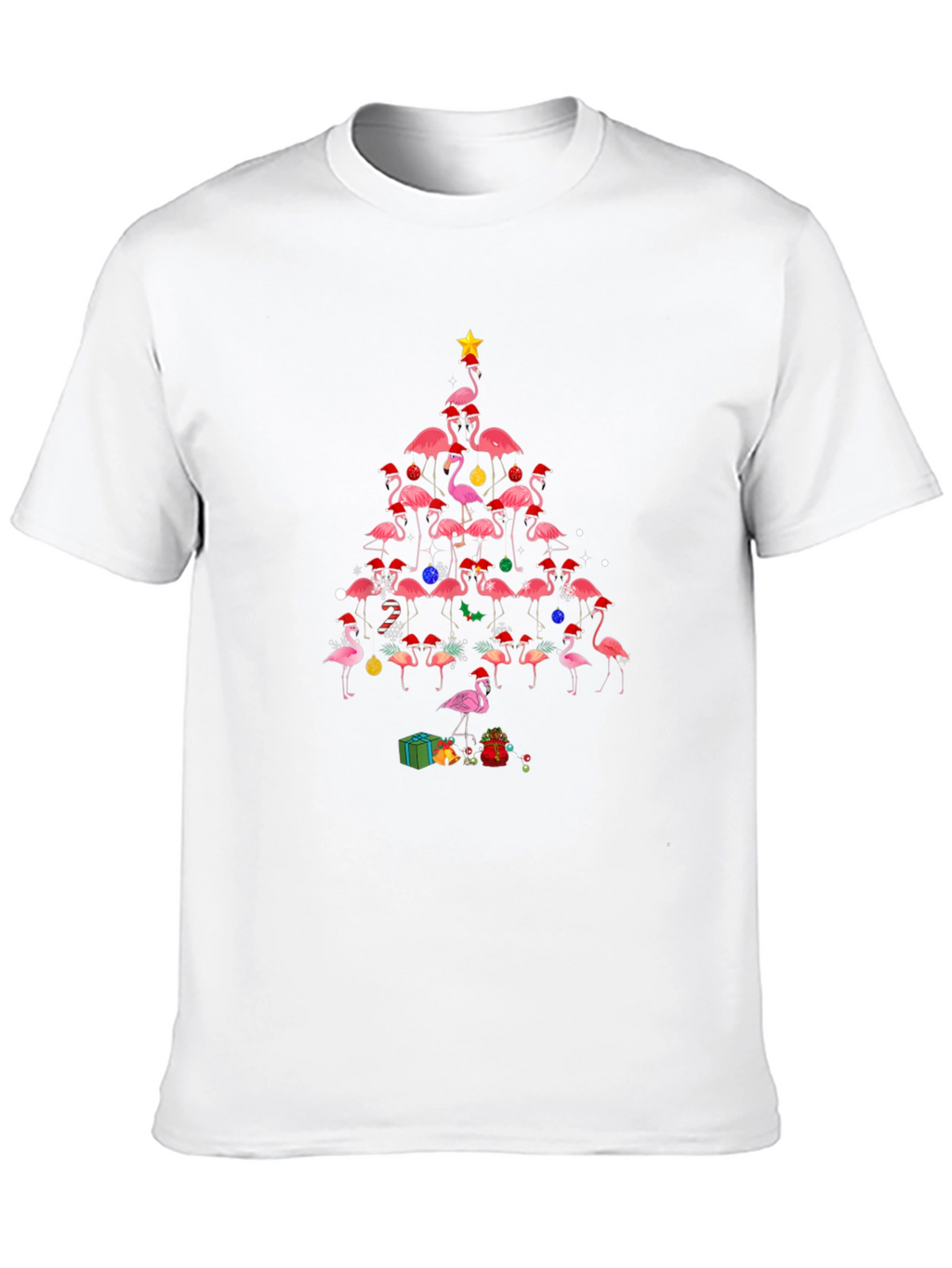 Flamingo Christmas Tree Graphic T-Shirt