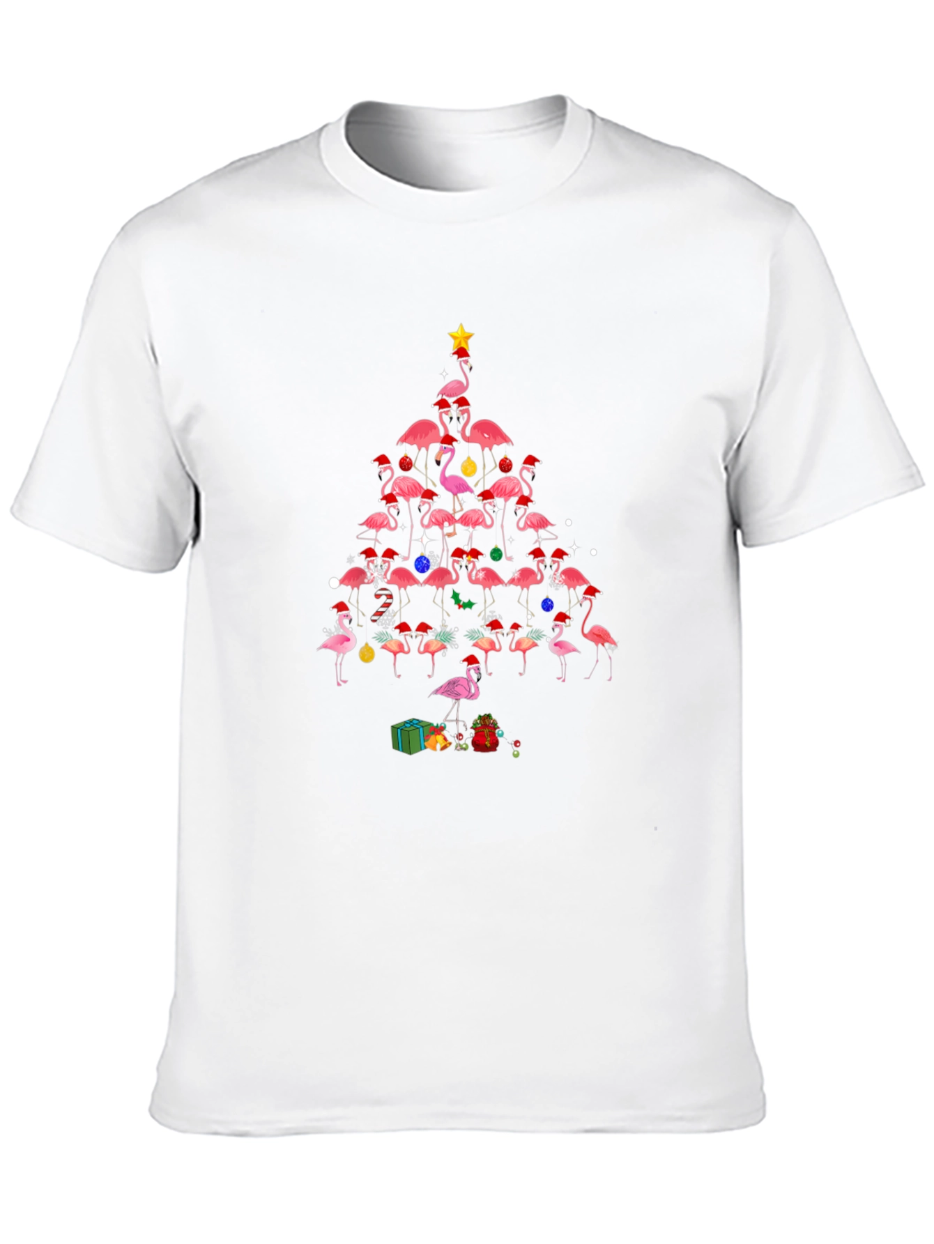Flamingo Christmas Tree Graphic T-Shirt