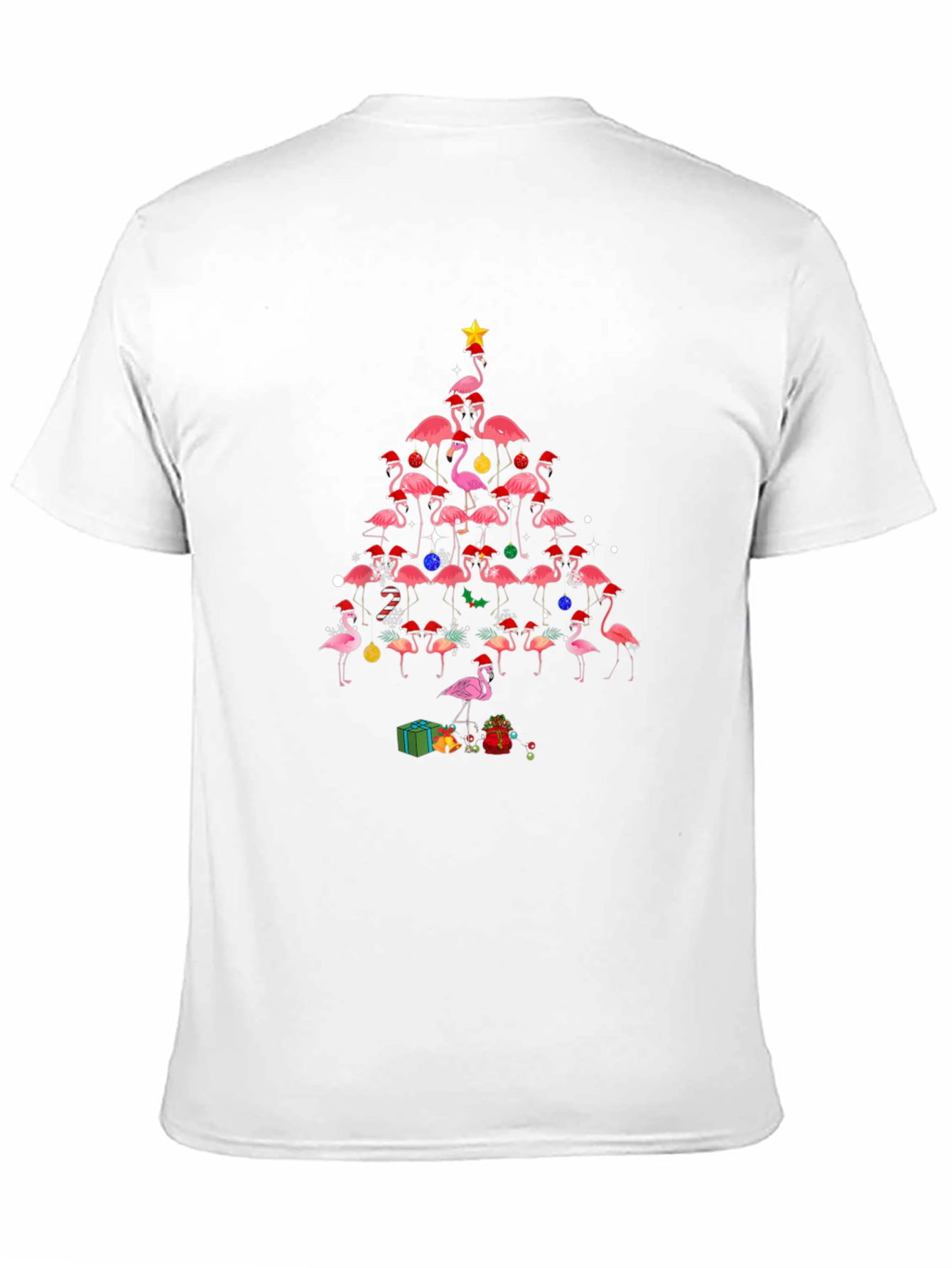 Flamingo Christmas Tree Graphic T-Shirt