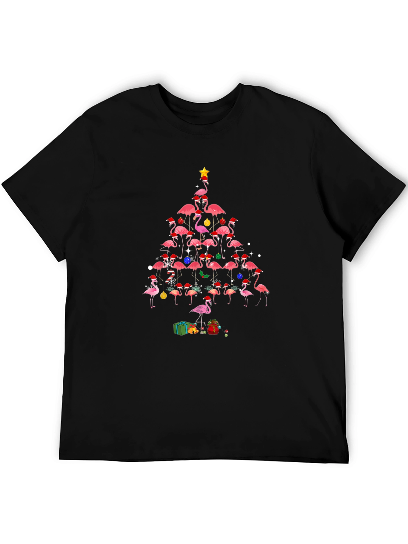 Flamingo Christmas Tree Graphic T-Shirt