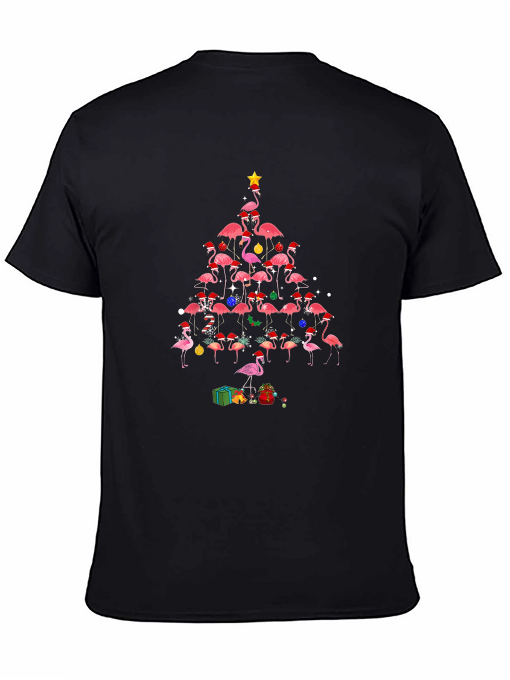 Flamingo Christmas Tree Graphic T-Shirt