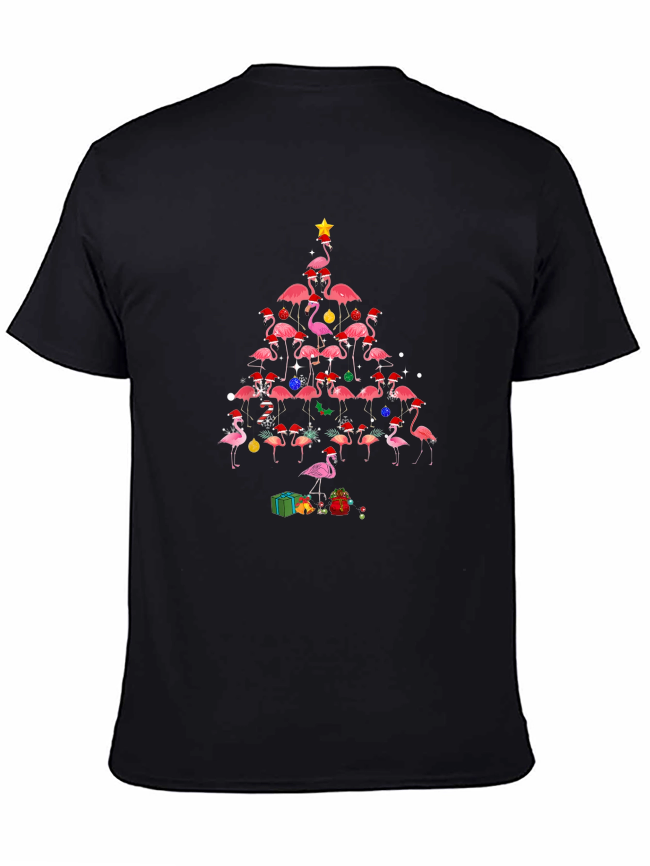 Flamingo Christmas Tree Graphic T-Shirt