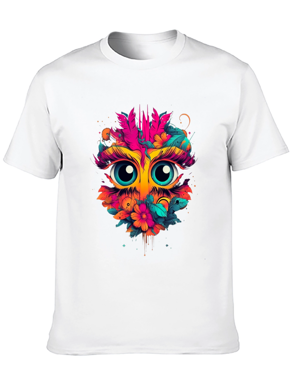 Eye-Catching Floral Owl Graphic Tee - Black