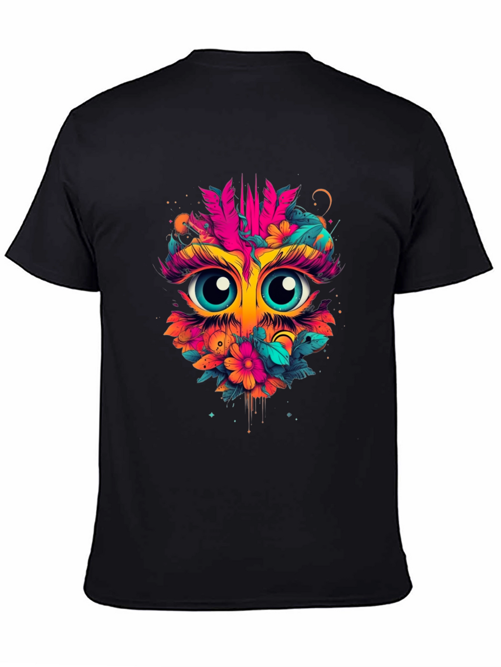 Eye-Catching Floral Owl Graphic Tee - Black