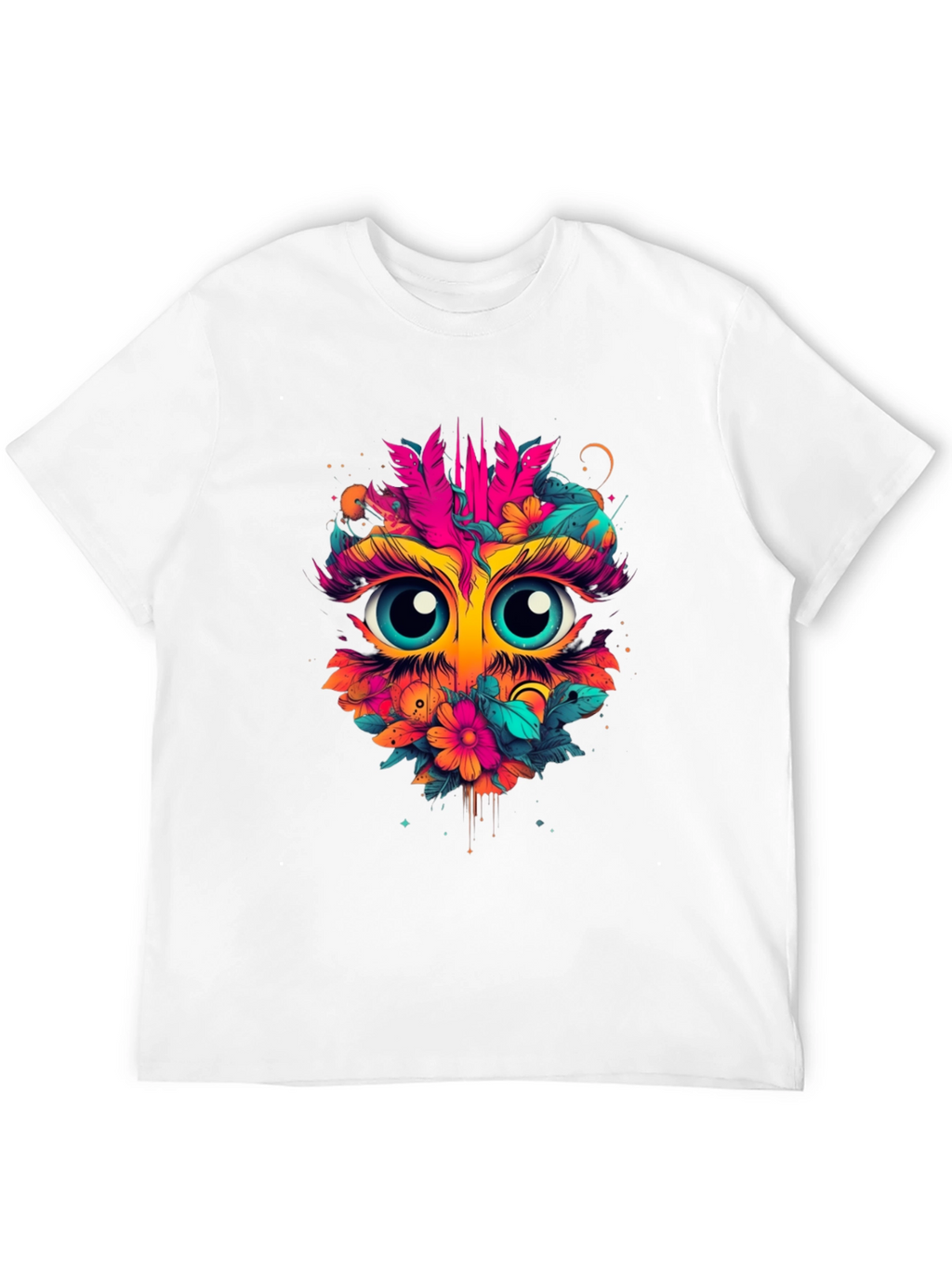 Eye-Catching Floral Owl Graphic Tee - Black