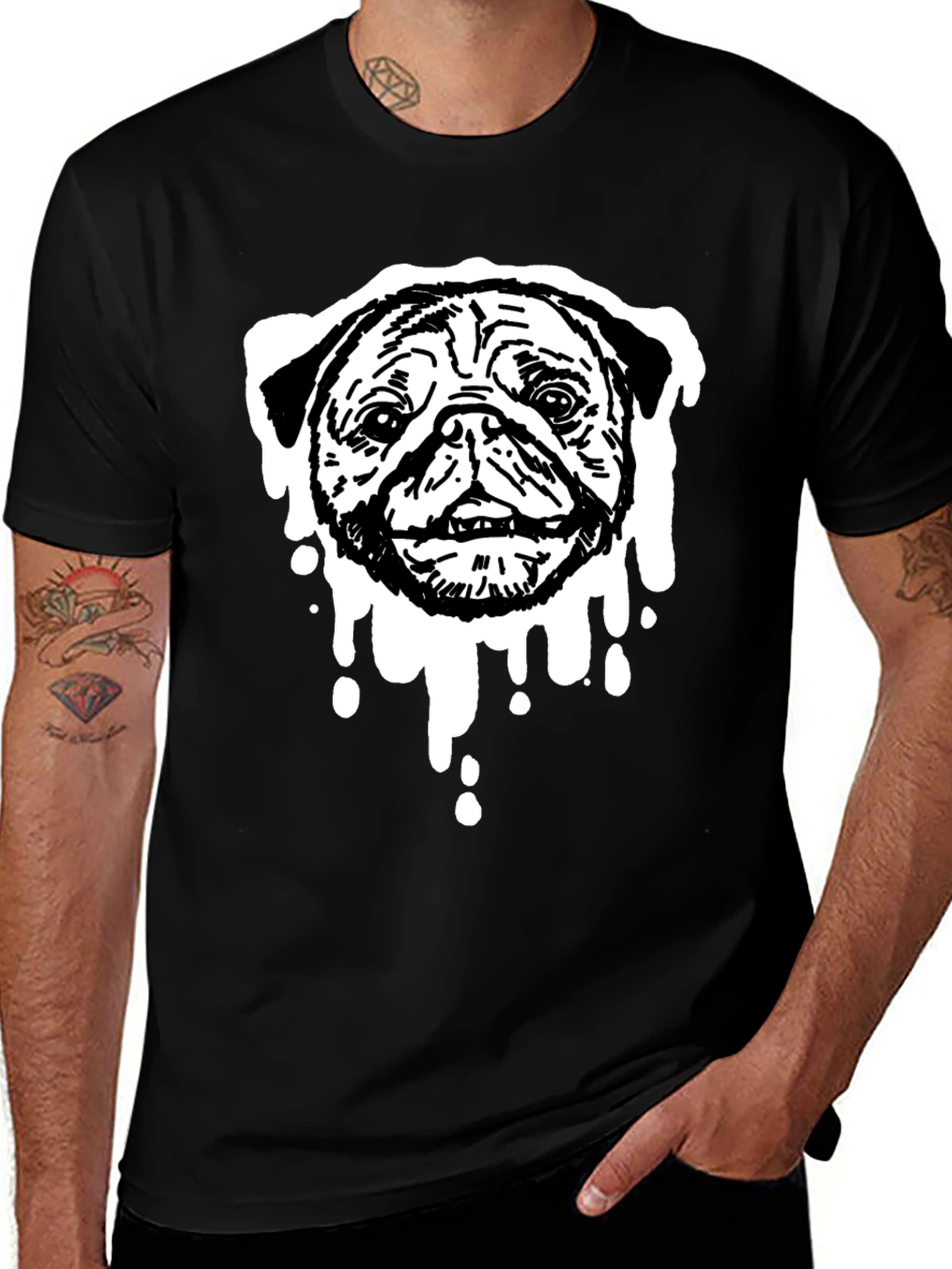 Dripping Pug T-Shirt – Edgy Dog Lover Graphic Tee