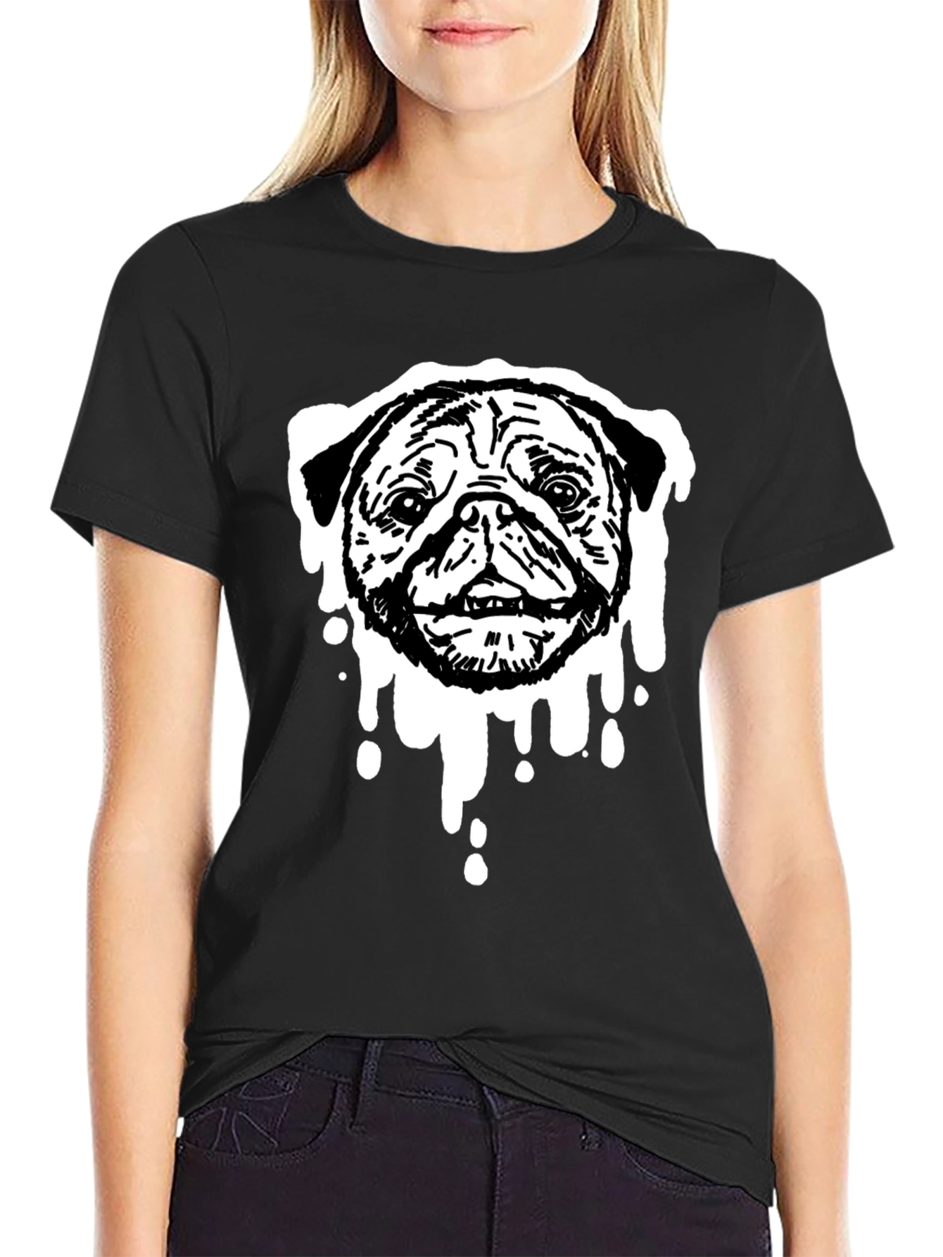 Dripping Pug T-Shirt – Edgy Dog Lover Graphic Tee
