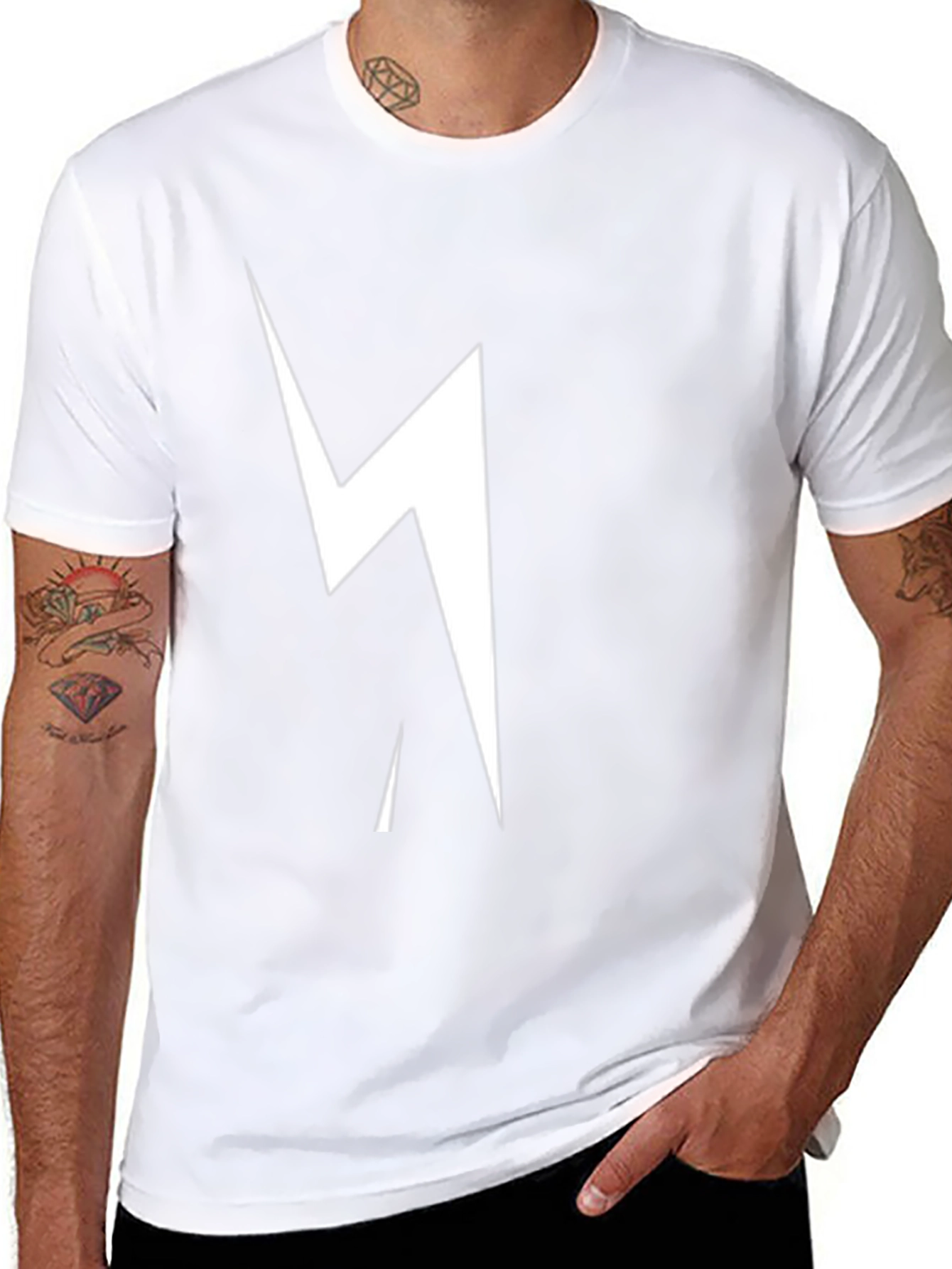 Black T-Shirt with Lightning Bolt Graphic
