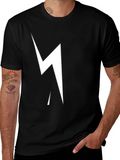 Black T-Shirt with Lightning Bolt Graphic