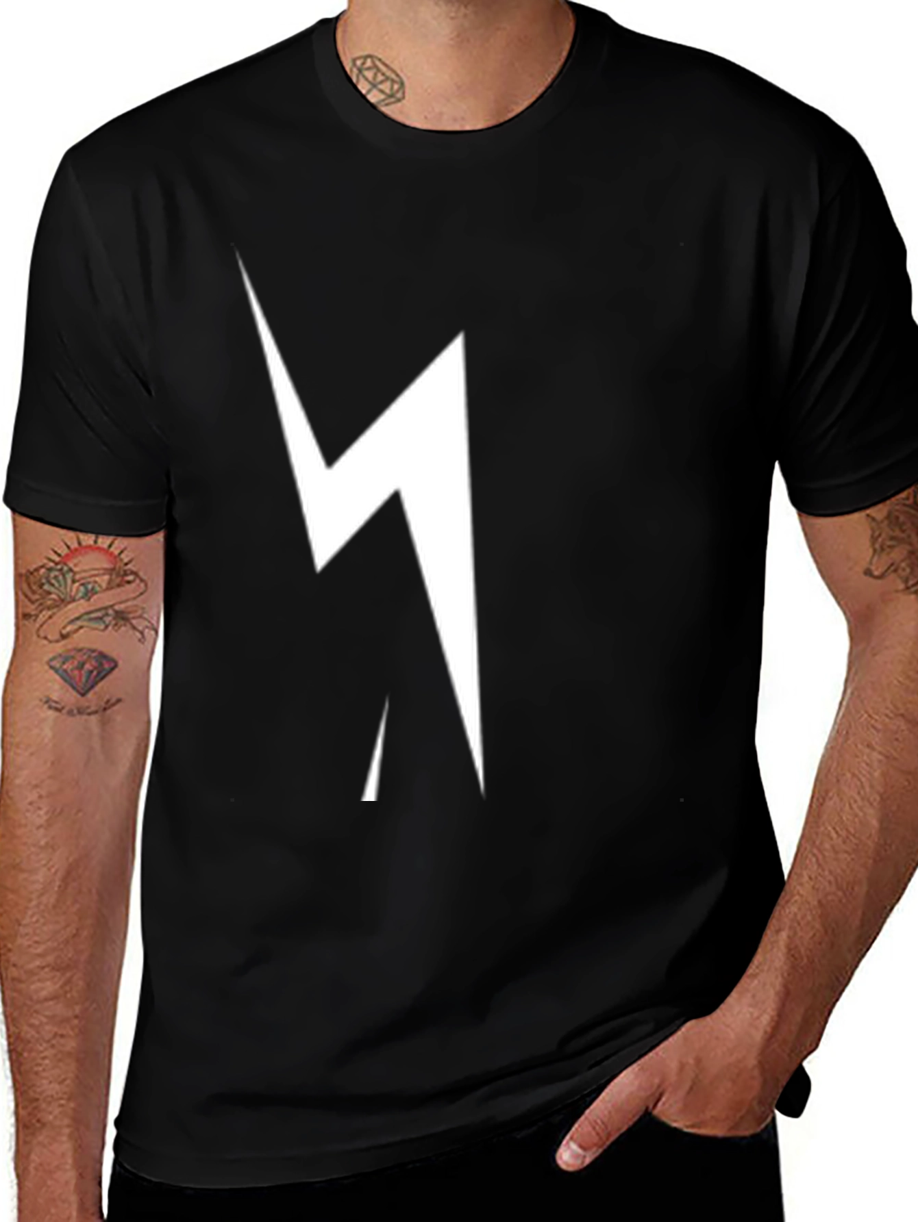 Black T-Shirt with Lightning Bolt Graphic