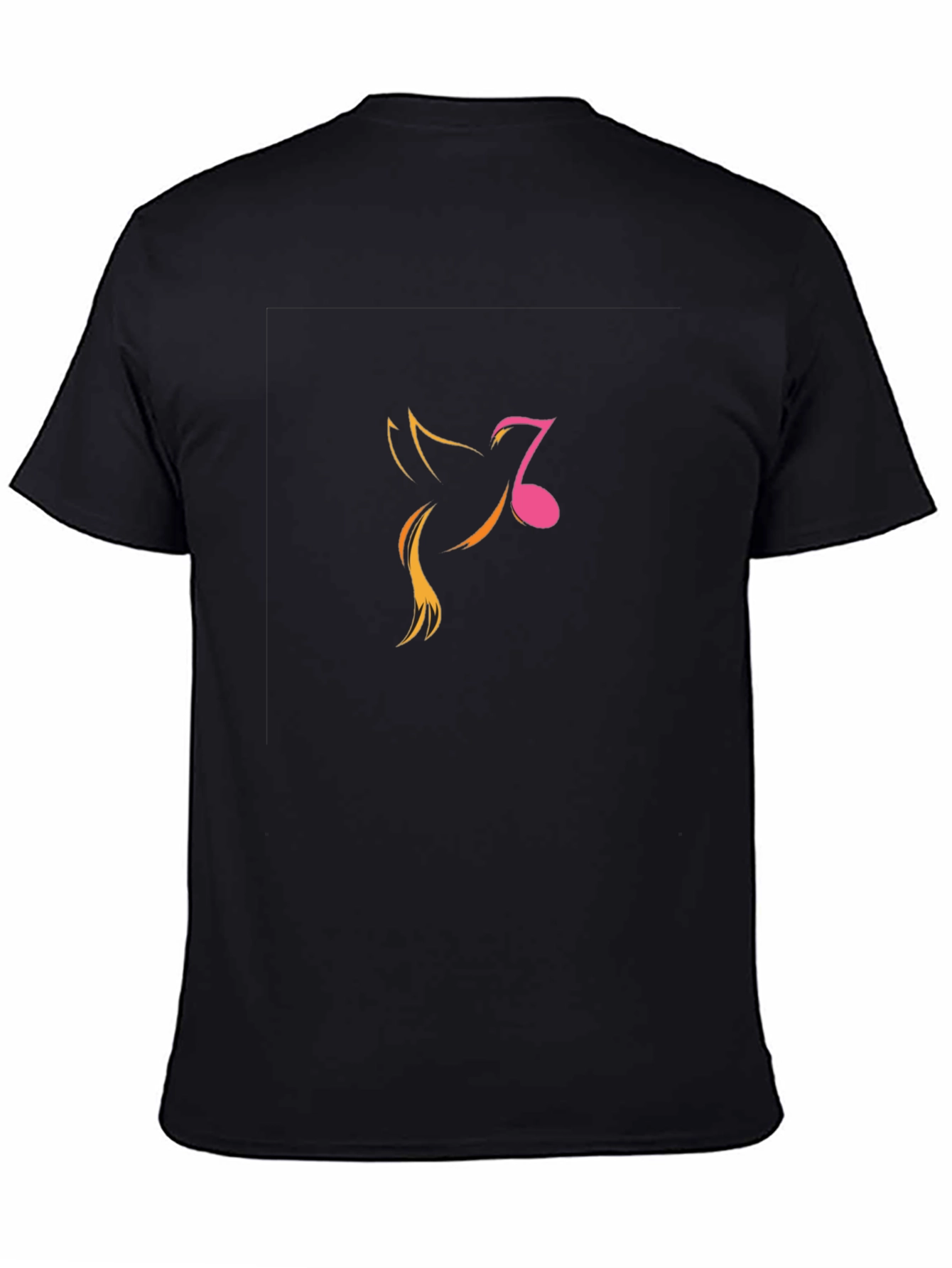 Mens Black Graphic Tee - Music Note Bird Design