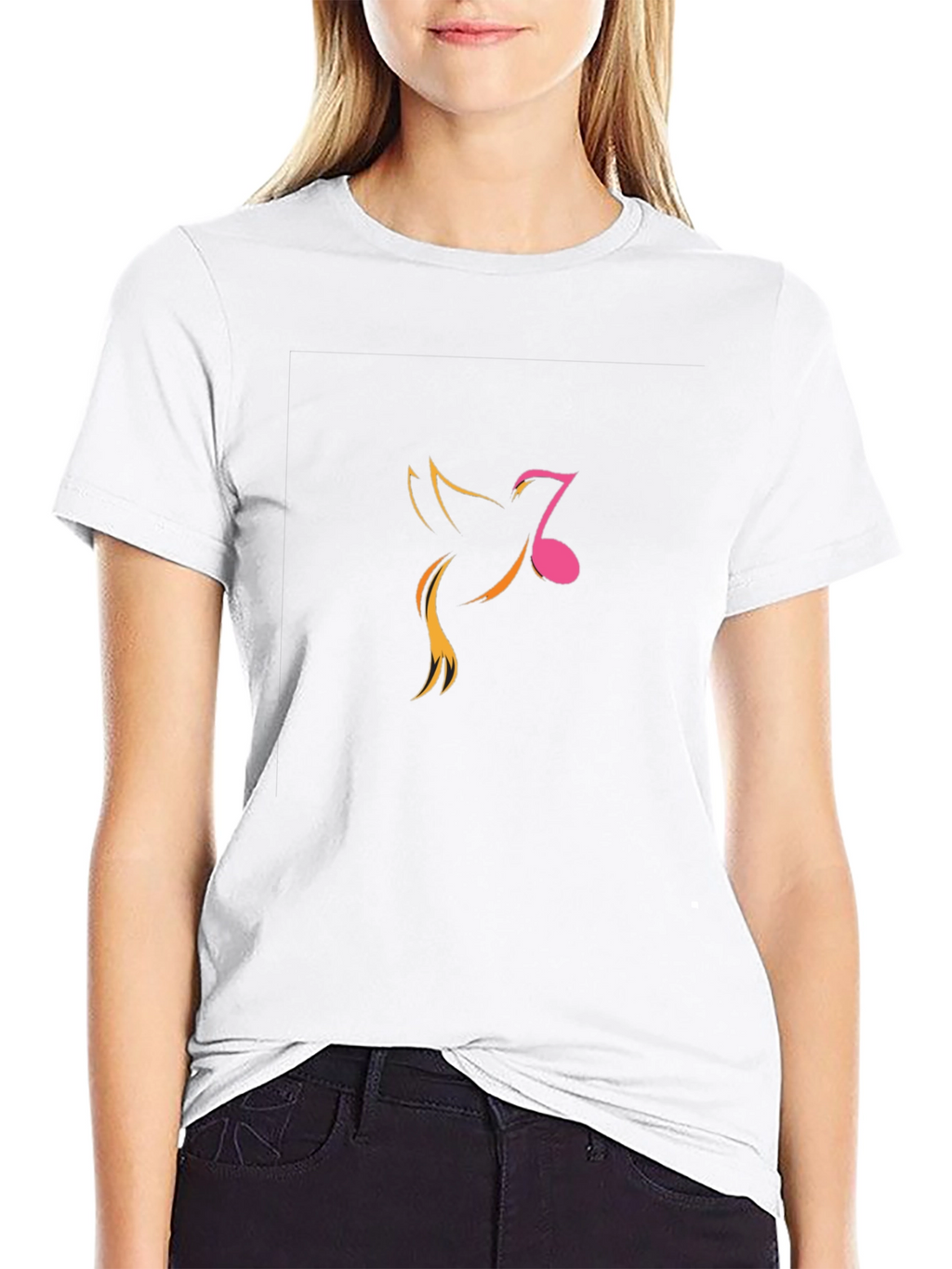 Mens Black Graphic Tee - Music Note Bird Design