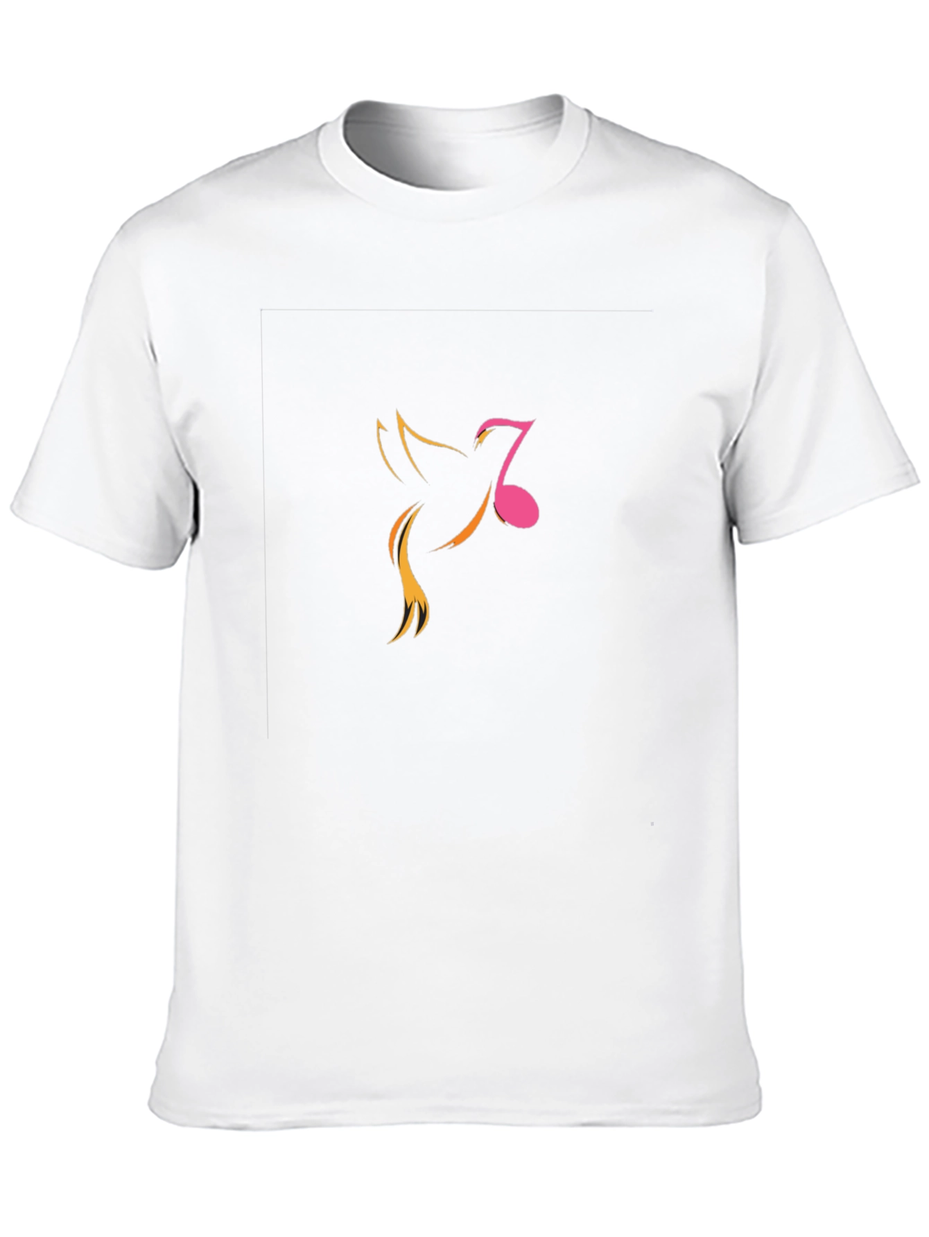 Mens Black Graphic Tee - Music Note Bird Design
