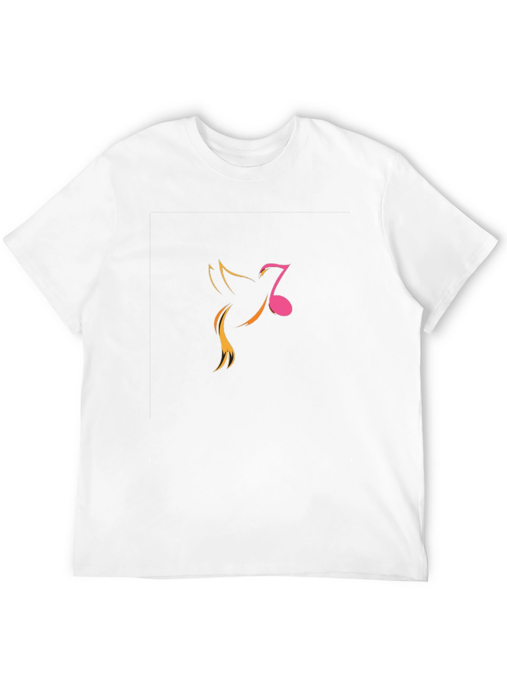 Mens Black Graphic Tee - Music Note Bird Design