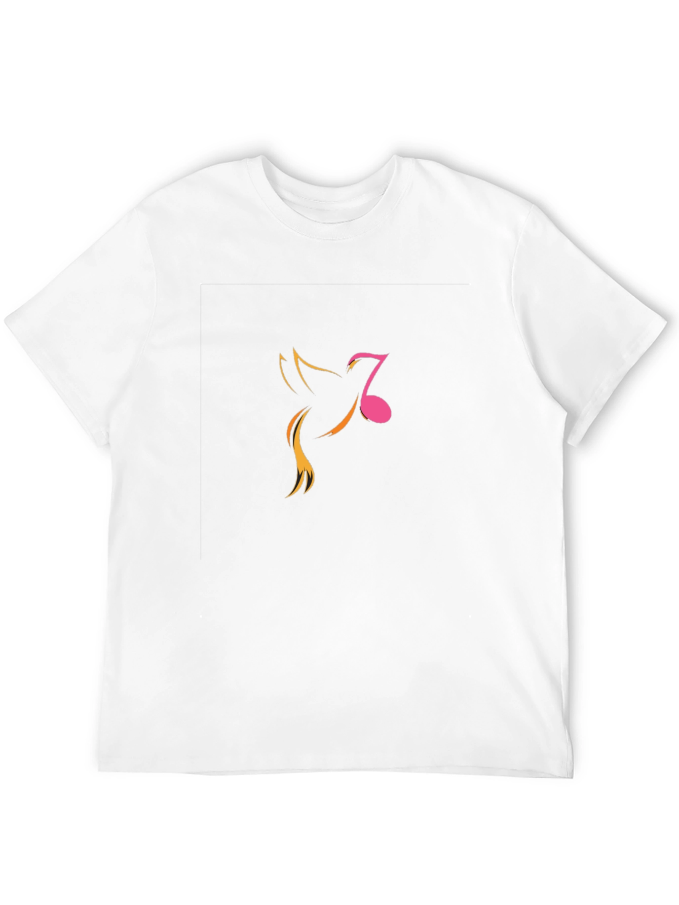 Mens Black Graphic Tee - Music Note Bird Design