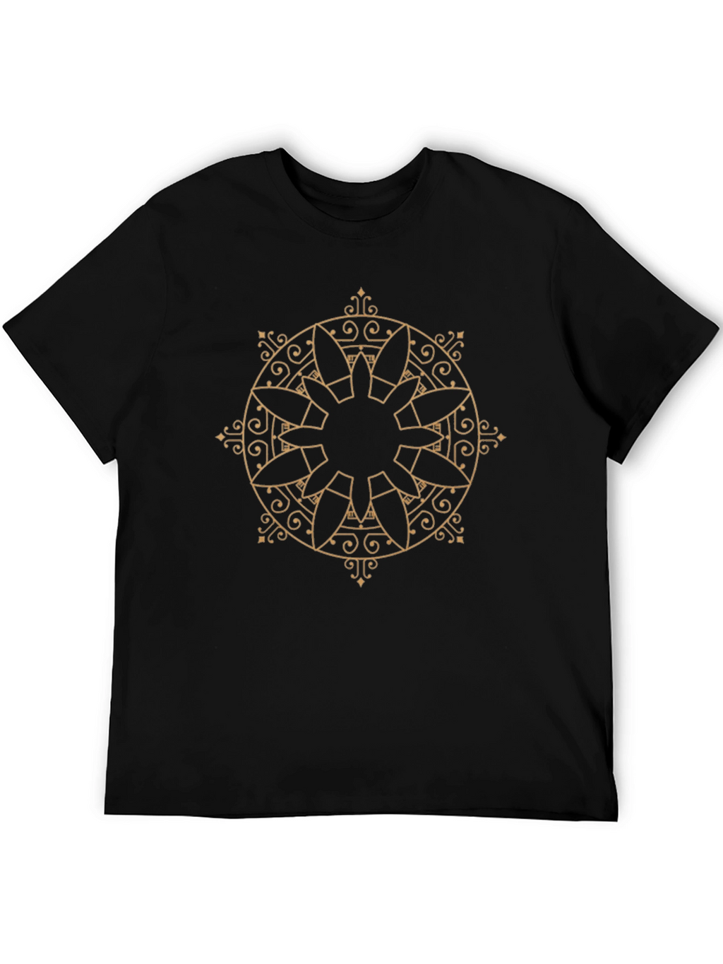 Geometric Mandala Graphic Black Tee
