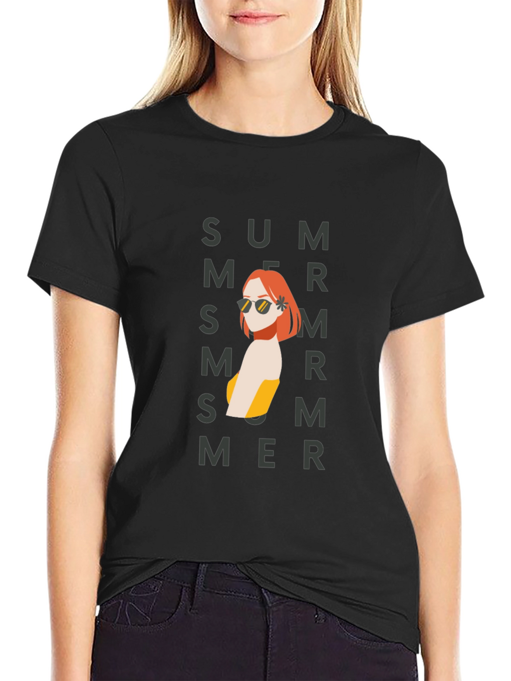 Summer Vibes Black Graphic T-Shirt
