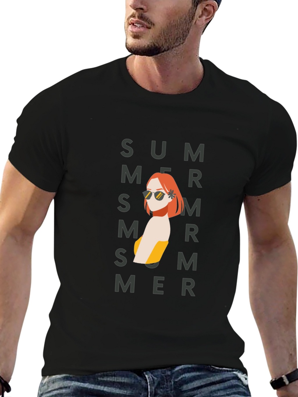 Summer Vibes Black Graphic T-Shirt