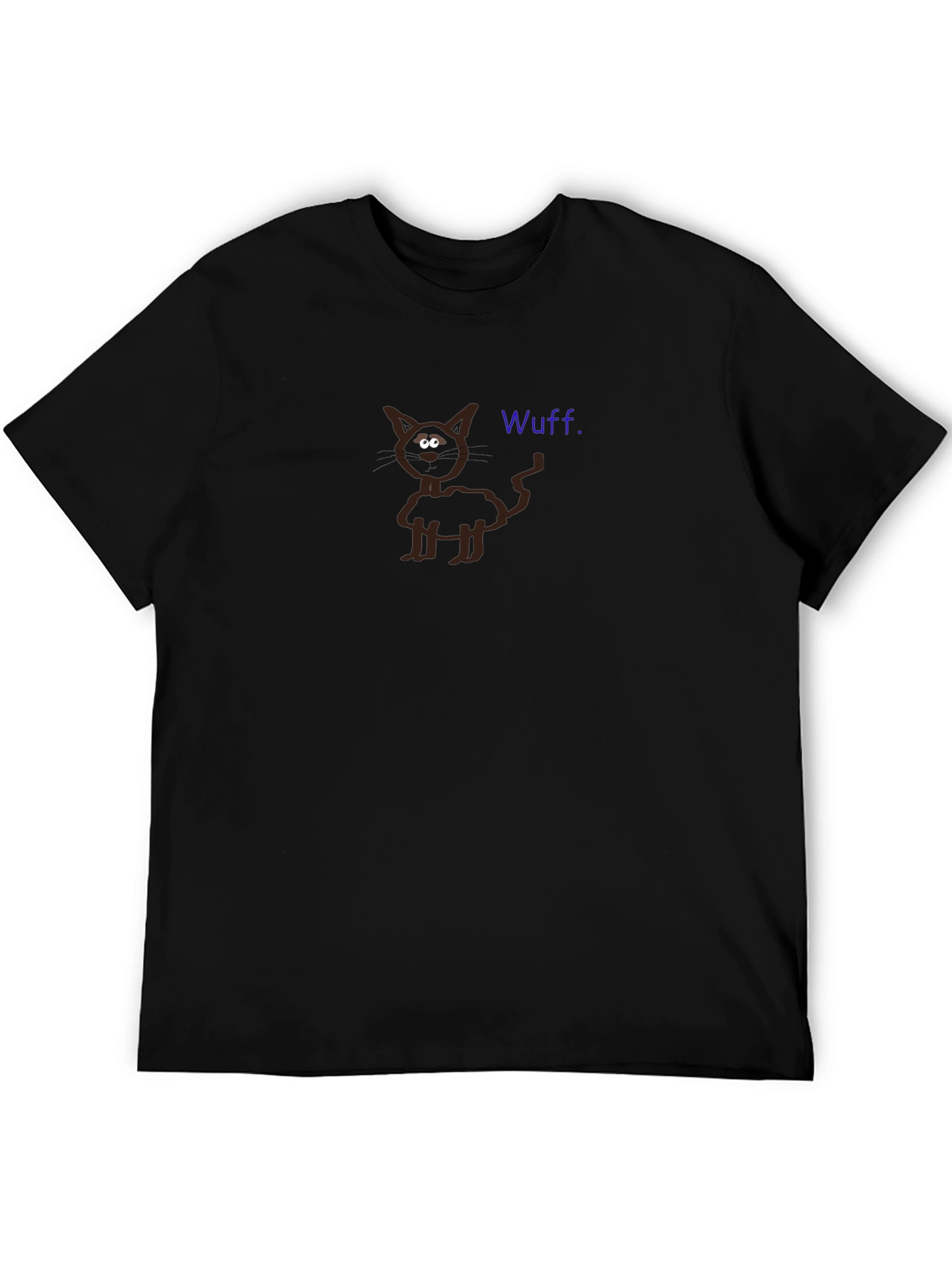 Funny Wuff Cat Graphic Black T-Shirt