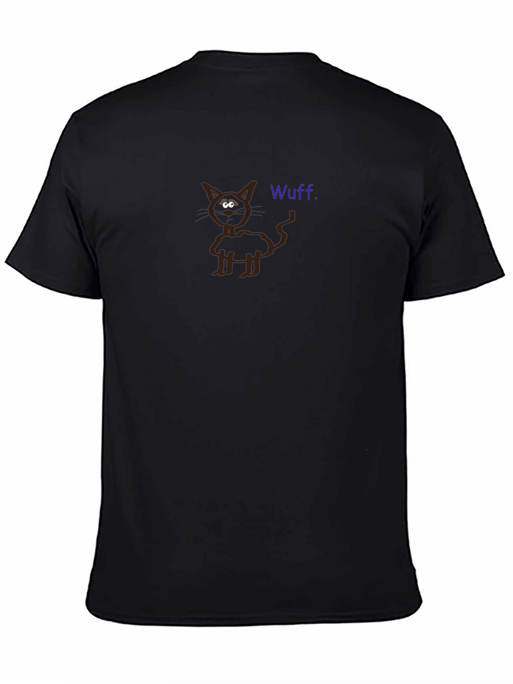 Funny Wuff Cat Graphic Black T-Shirt