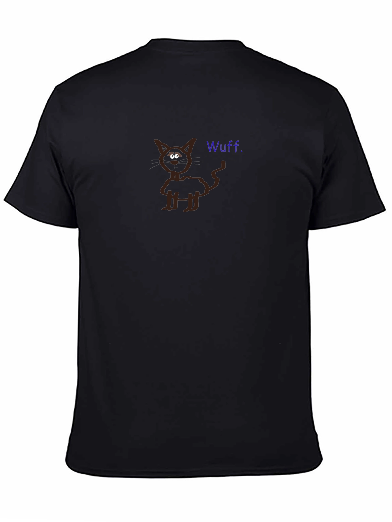 Funny Wuff Cat Graphic Black T-Shirt