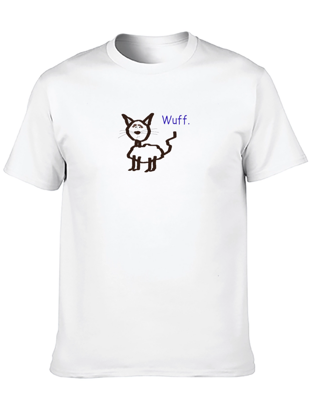 Funny Wuff Cat Graphic Black T-Shirt