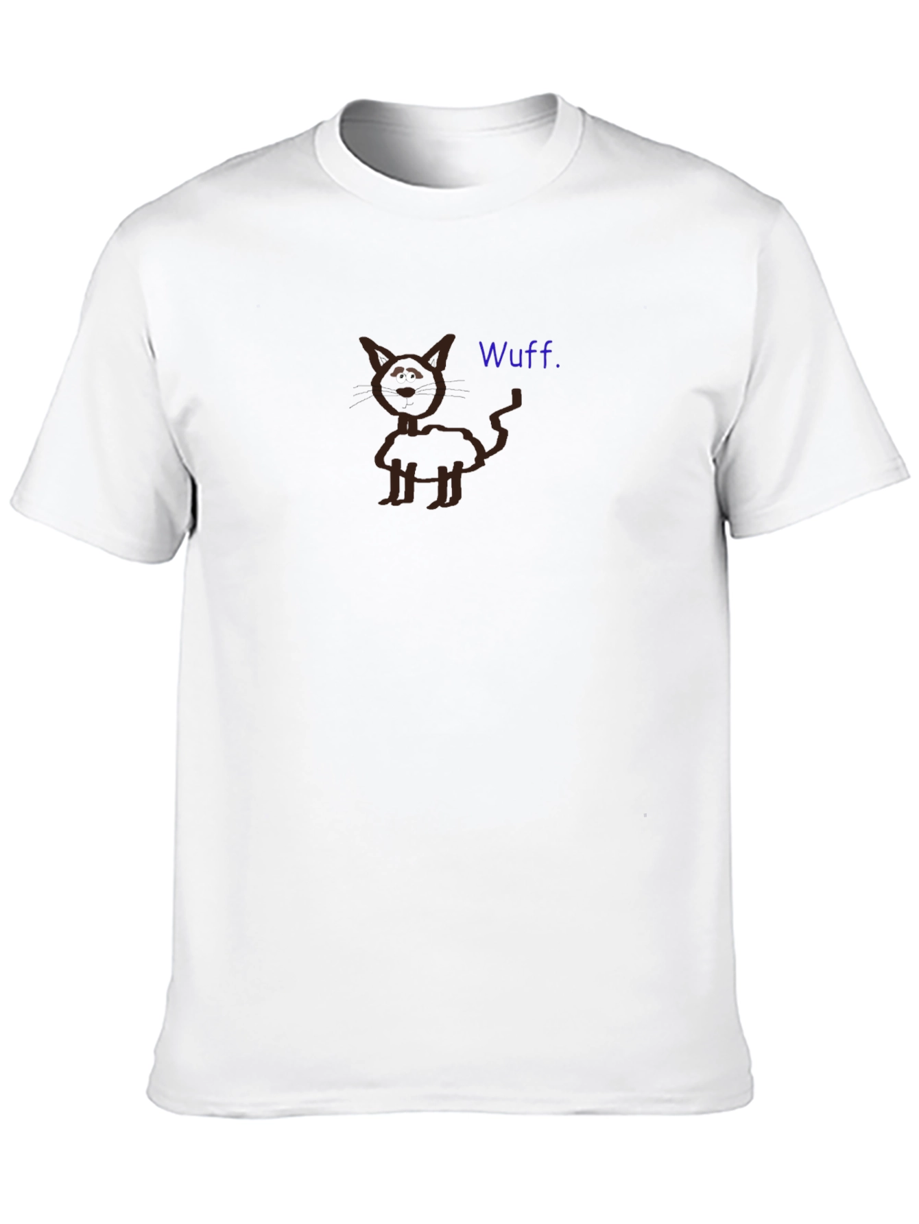 Funny Wuff Cat Graphic Black T-Shirt