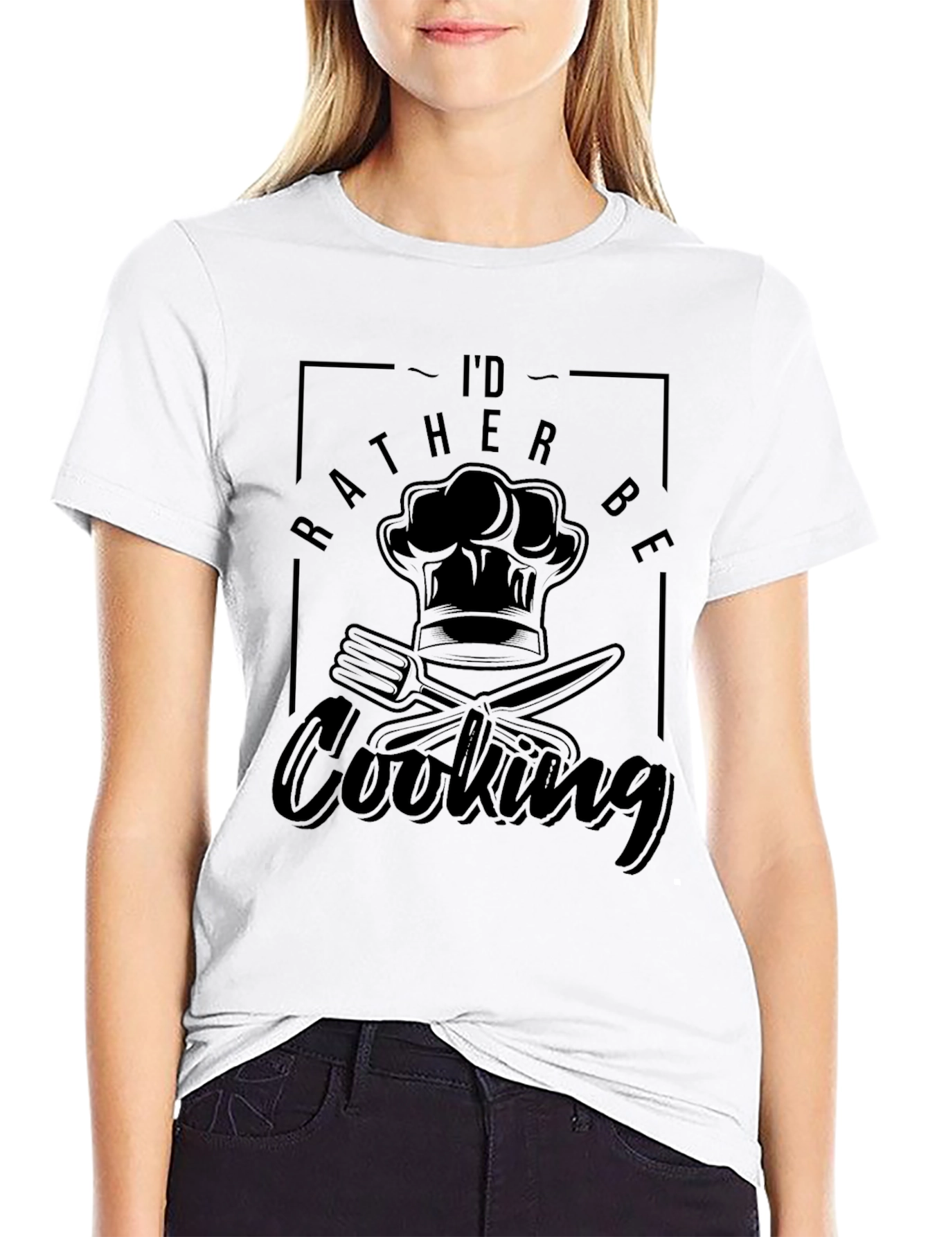 Id Rather Be Cooking Black T-Shirt