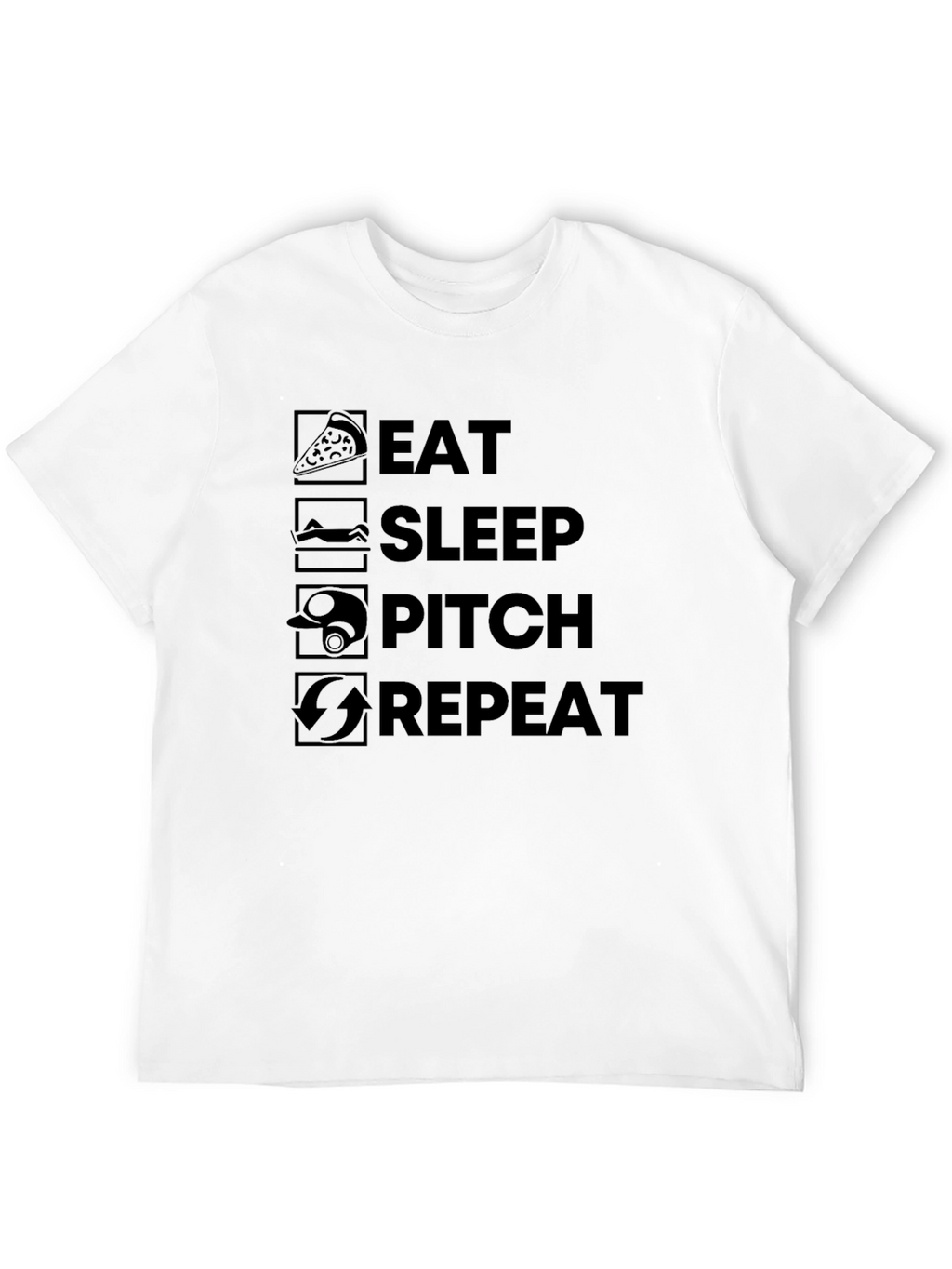 Eat Sleep Pitch Repeat Black T-Shirt