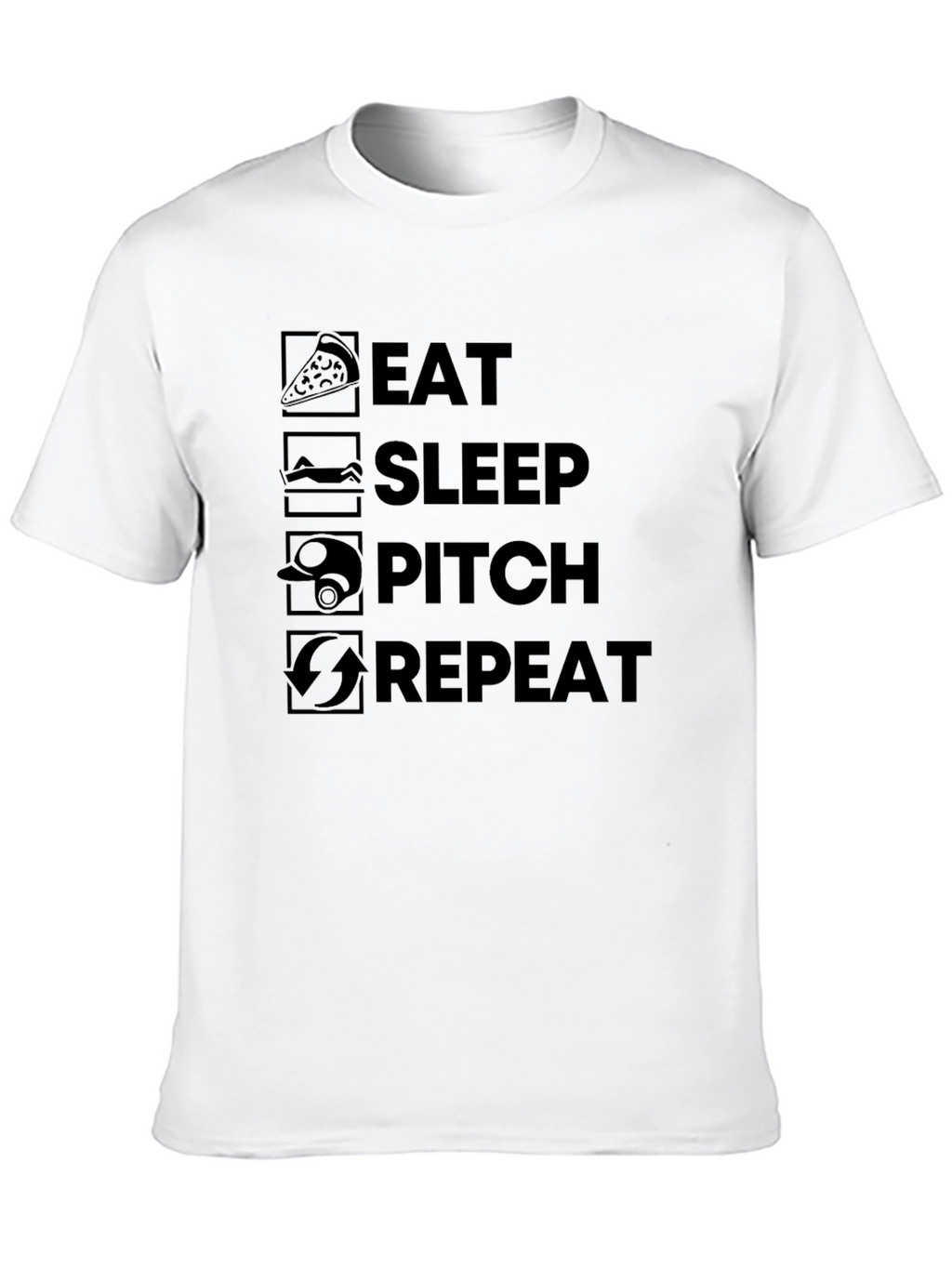 Eat Sleep Pitch Repeat Black T-Shirt